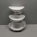 Ceramic Fruit Bowl for Kitchen Counter - 3 Tier Fruit Basket with Metal Stand, Tiered Fruit Stand for Countertop, Snack, Nuts, Cake, Dessert, Cute (Gold, Small)