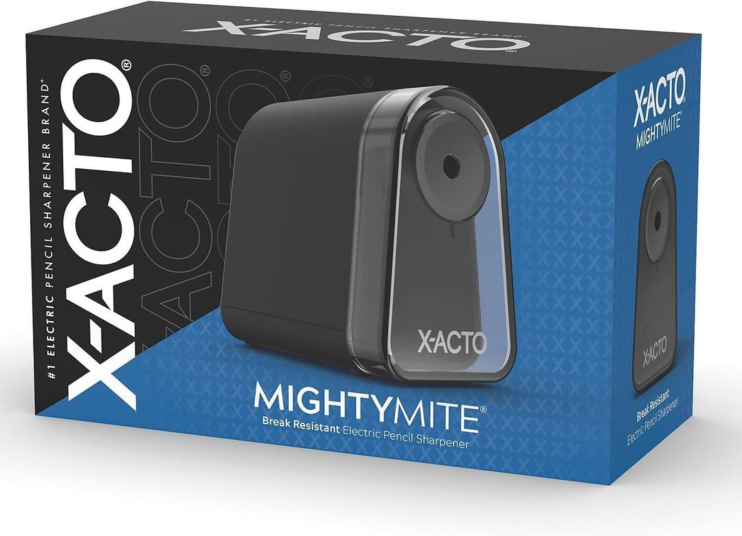 X-ACTO Pencil Sharpener, Mighty Mite Electric Pencil Sharpener, With Pencil Saver, SafeStart Motor, Black, 1 Count - Home, Office, School, Teacher Supplies