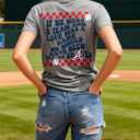 jusgai 98 Braves Shirt Women If We We're A Team Baseball Games Letter Print T-Shirt Baseball Graphic Tee Short Sleeve Shirts