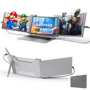 Lalovin Laptop Screen Extender, 1080P IPS FHD Extended Monitor for Laptop, Ultra-Thin Portable Dual Travel Monitor for Laptop with USB-C/HDMI/USB-A,Mac/Windows/Chrome/Android (Grey, 15 Inches)