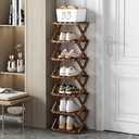 XZXWZX Shoe Rack, Bamboo Foldable Shoes Organizer Free Standing Shelf for Entryway, Closet, Bedroom, Hallway, | Natural | Functional | Multifunctional Shoe Rack (Brown Color) 7 Layers