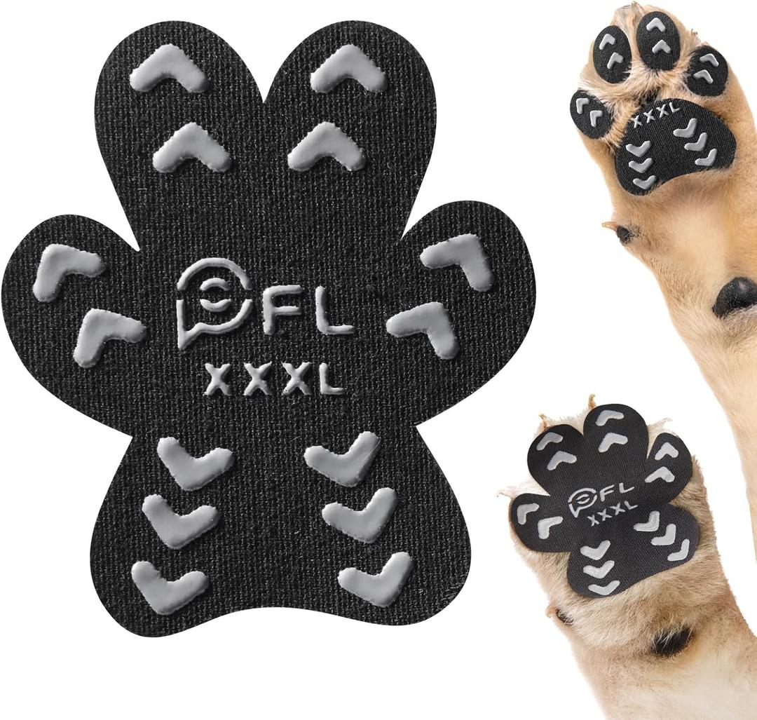Anti-Slip Dog Paw Protector Pads for Senior Dogs, Dog Paw Black Stickers with Strong Traction on Hardwood Floor, Dog Essentials,12sets(48pcs) XXXL(80+lbs)