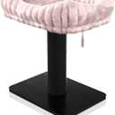 Modern Scratching Post for Indoor Cats - 15 High Cat Scratching Post with Bed Breeds - 15.7 x 11.6 Removable & Washable Cushion (Black Post with Pink Bed)