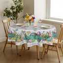 Giwawa Spring Easter Round Tablecloth Cute Bunny Table Cloth 60 Inch Truck Gnome Easter Rabbit Eggs Table Cover for Holiday Kitchen Party Dinner Decoration