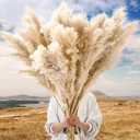 Tigeen 40 Stems Natural Dried Pampas Grass Decor, Large Pampas Grass for Tall Floor Vase, Natural Beige Pompas, Dried Flower Bouquet for Wedding, Party, Farmhouse, Boho Home Decor, 40 Inch