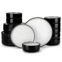 vancasso PLAYA Plates and Bowls Sets, 18 Pieces Beige Dinnerware Sets for Kitchen, Reactive Glaze Dishes Set for 6, Dishwasher and Microwave Safe