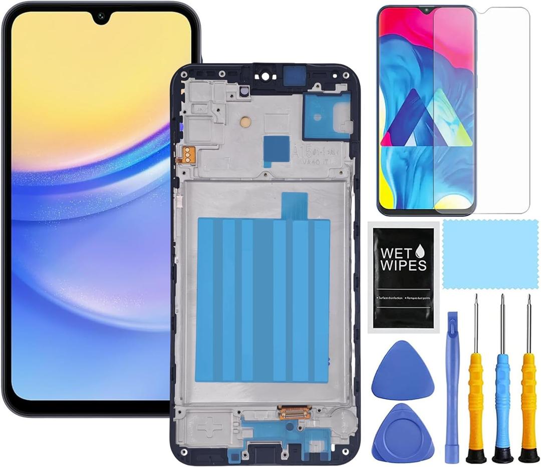 for Samsung Galaxy A15 5G Screen Replacement for Samsung A15 Screen Replacement with Frame kit for Samsung A15 4G / 5G A156u A156m s156vl A156w LCD Touch Display digitizer Assembly 6.6 Inch