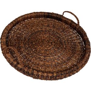 Creative Co-Op Artisanal Bankuan Braided Tray with Handles, Dark Brown