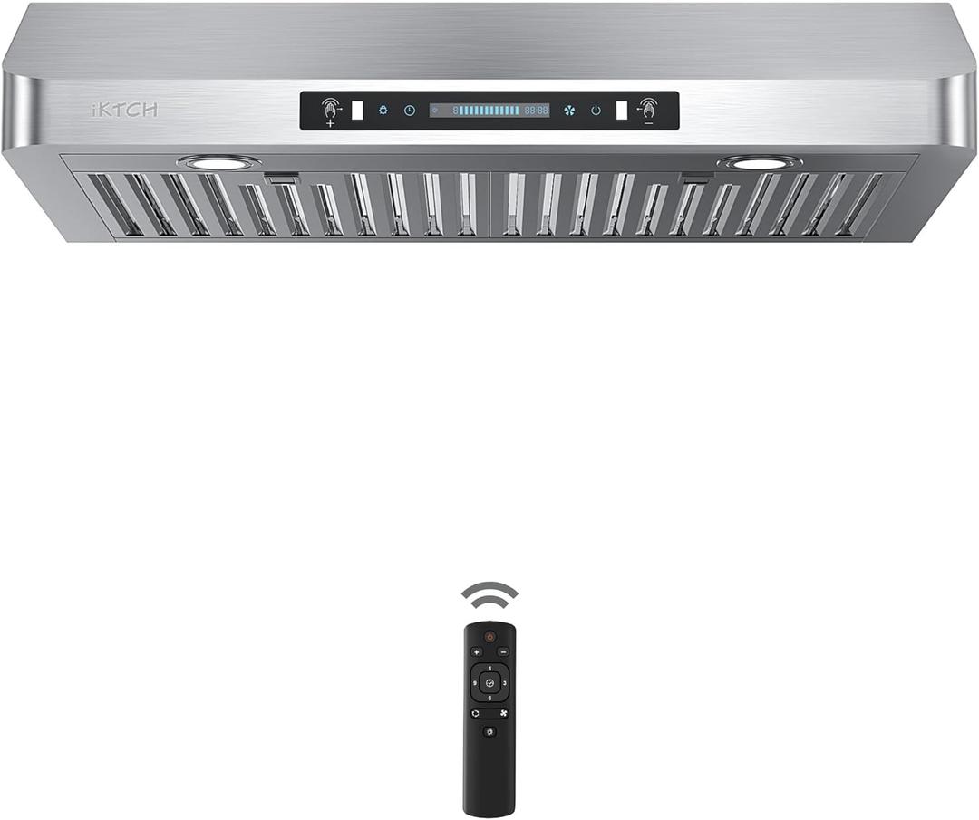 IKTCH 30 Inch Under Cabinet Range Hood, 900 CFM with 4-Speed Gesture Sensing & Touch Control, Stainless Steel Range Hood