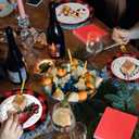 Layhit 480 Pcs Christmas Party Supplies Christmas Disposable Black and Red Plaid Plates, 9 Inch 7 Inch Snowman Gingerbread Tree Gnome Round Plates Napkins and Forks for Birthday Party