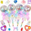 Valentines Day Gifts for Kids - 24 Pack Giant Rainbow Stationery Set with Valentine's Cards for School Classroom Class Party Favor - Valentine Gift Exchange for Boys Girls Toddler