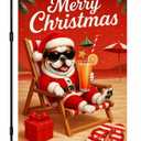 IVN Christmas Pug Garden Flag 12x18 Inches Double-Sided Bulldog Santa Holiday Decor for Outdoor Yard, Patio, Lawn and Poolside