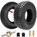 FVRITO 9x3.50-4 9x3-1/2 Tire and Inner Tube for Mini ATV Quad Go Kart Petrol Electric Gas Skateboard Scooter Mini Choppers Garden Lawnmower Tractor with Bent Valve Stem