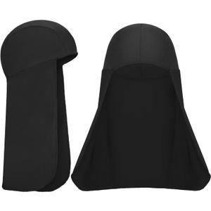 2 Packs Cooling Skull Cap Elastic Hard Hat Sun Shade Neck Shield Quick Dry Neck Protector for Women Men (Black), One Size