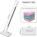 Quick Grip Mini Mop, Zero Touch MiniMop, Disposable Clip Mopstick Reusable Cloths, Retractable Gap Dust Cleaner Flat Mops with Locking Head & Sweeping Cloths (1*mop+10*Cloth)