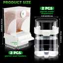 Yaomiao 4 Pcs No Mess Small Bird Feeders Automatic Parakeet Water Dispenser Clear Quail Feeder and Watered Cage Accessories for Small and Medium Parakeet Cockatiel Canary(Assorted,Clear)