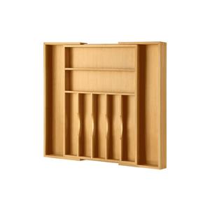 Large Premium Bamboo Silverware Organizer - Expandable Drawer Organizer & Utensil Organizer - 17"x19.7" Cutlery Tray with Dividers for Kitchen Utensils and Flatware (7-9 Slots) (Natural)