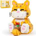QLT QIAOLETONG Cute Animal Micro Mini Building Blocks Kit, Orange Cat Micro Bricks Building Toys for Adults, Party Favors for Kids 8-12+, Birthday Gift, Carnival Prizes (834 PCS)