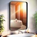 Bathroom Mirror 20x30 Inch - Aluminum Frame Rectangle Wall-Mounted Mirrors - Large Round Corner Bathroom Mirrors for Over Sink - Premium Decor for Bathroom Vanity Mirror (Black)