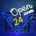 Open 24 Hours Neon Sign, Led Sign, Bar Neon Light Sign, Open 24 Hours Sign Pub Bar Convenience Store Coffee Shop Restaurant Beauty Salon Stores Hotel LED Light Neon Sign