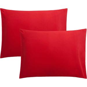 FLXXIE Microfiber Pillow Cases Standard Size, Soft Pillowcases with Envelope Closure, Wrinkle, Stain Resistant Pillow Covers, 20x26, Red