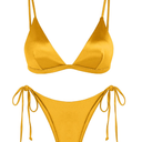 ZAFUL Women's Shiny Silky Bikini Sets Sexy Triangle Two Piece Swimsuit 2024 Tie Side Thong High Cut Cheeky Bathing Suit