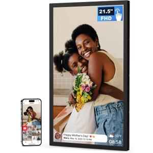 FRAMEO 21.5 Inch Touchscreen Large Digital Photo Frame, 1920x1080 WiFi Digital Picture Frame 64GB, Security Share Photo/Video via APPs, Email, USB/Mirco SD, Easy Set Up, Gifts for Mom