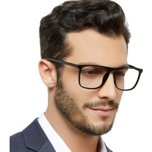 MARE AZZURO Reading Glasses Men Square Reader 0 1.0 1.25 1.5 1.75 2.0 2.25 2.5 2.75 3.0 3.5 4.0 5.0 6.0 (Black 200)
