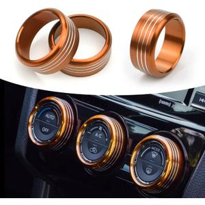 For Subaru AC Knob Cover Accessory Center Console Switch Volume Temp Control Button Ring Trim Compatible with Forester 2014-2018, Crosstrek XV 2013-2017,Impreza 2014-2016,WRX/STi 2015-2020 Orange 3PCS