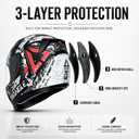 TRIANGLE Kids Motorcycle Helmets Youth Full Face Helmet DOT Approved X-Large