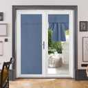 RYB HOME Sidelight Door Curtains Privacy - Self Adhesive Length Adjustable Glass Window Curtains for Tricia French Door Kitchen, W 12 x L 69 inch, Stone Blue, 1 Panel