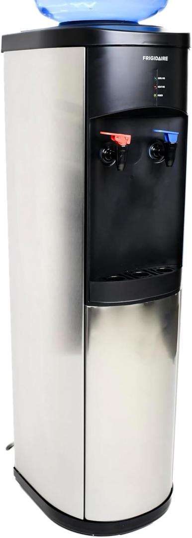Frigidaire Water Cooler Dispenser, Top Load Water Cooler for Home, Garage, Dorm, RV & Cottage, Hot & Cold Water Dispenser for 3 and 5 Gallon Bottles, Stainless Steel