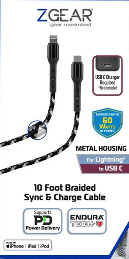 10 Foot Braided Synk & Change Cable