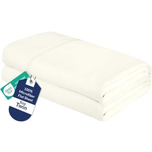 Royale Linens Twin Flat Sheet - Ultra Soft Brushed 1800 Microfiber Flat Sheets Only - Wrinkle Free & Stain Resistant - Hotel Quality Top Sheet for Bed (Twin, Ivory)