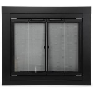 Stanbroil Fireplace Glass Bi-fold Style Door, Black Finish, Medium, Decorative Fireplace Screen Door for Fireplace Accessories