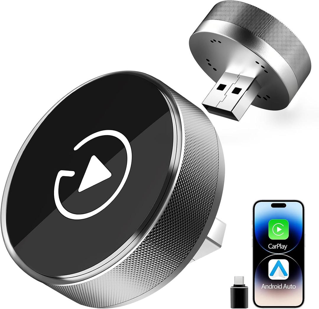 2-in-1 Wireless CarPlay Adapter for Apple iPhone & Android, Plug & Play, Auto Connection, No Latency, 2026 Upgarde Converts Wired Carplay Dongle to Wireless Car Play Adapter for iPhone iOS 10+