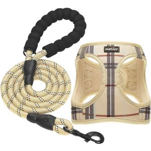 Dog Harness Step-in Breathable Puppy Cat Dog Vest Harnesses for Small Medium Dogs (Large (Chest 17''-20'', Weight 14-19 lb), Beige)