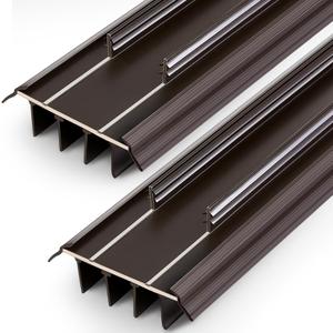 Pushglossy 2 Pcs Door Bottom 36" Long 1 3/4" Wide Replacement Threshold Seal with Vinyl Fins Weatherstrip Draft Stopper for Interior Exterior Doors(Brown,Kerf Style)