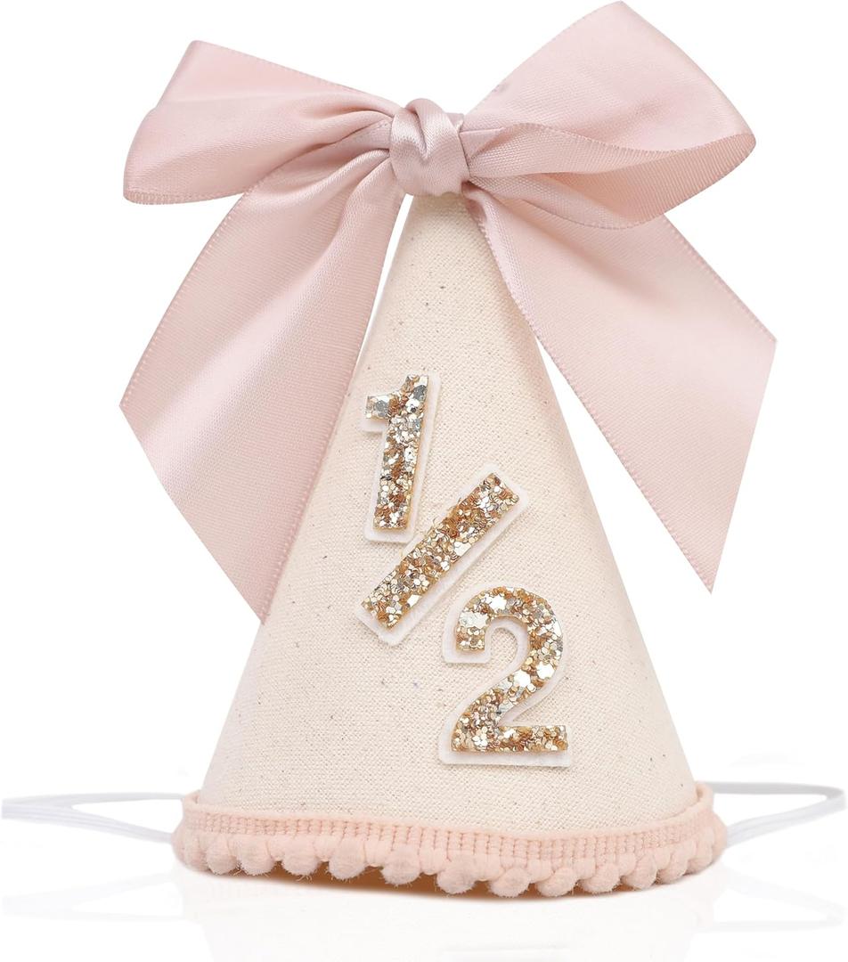 Bow 1/2 Birthday Hat - Little Princess Half Birthday Decorations, 1/2 Way To One Birthday Crown Outfit