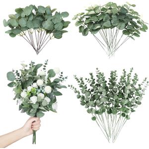 Giegxin 90 Pcs 3 Kinds Mixed Artificial Eucalyptus Leaves Stems Bulk Silver Dollar Leaves Picks Dried Eucalyptus Bundle Faux Spray for Wedding Vase Bouquet Floral Arrangement (Green)