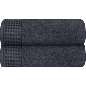 GLAMBURG 100% Cotton 2 Pack Oversized Bath Towel Set 28x55 Inches, Ultra Soft Highly Absorbant Compact Quickdry & Lightweight Large Bath Towels, Ideal for Gym Travel Camp Pool - Charcoal Grey