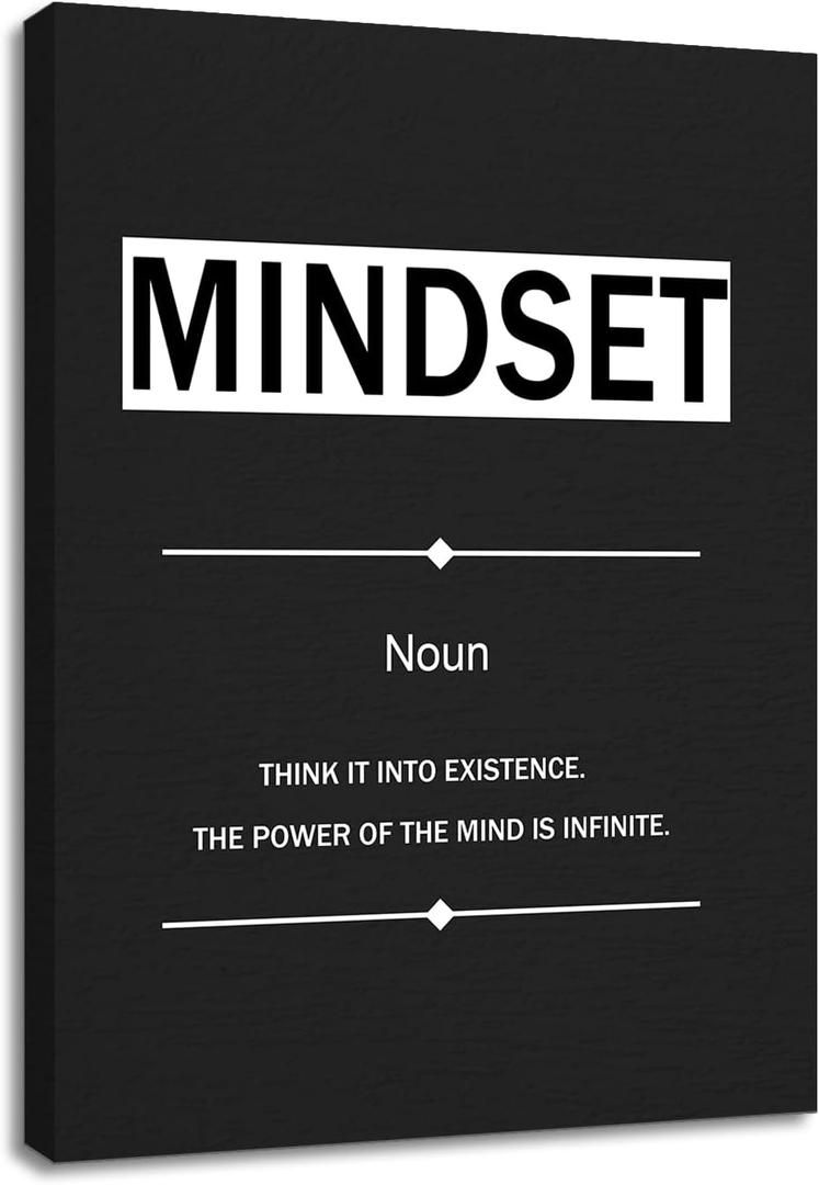 YSPCSUN Inspirational Wall Art for Office Decor Mindset Quotes Canvas Prints Framed Motivational Posters Positive Affirmations Artwork for Gym Men Bedroom Living Room 24x18 Inch