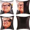 Danny Devito Funny Sequin Throw Pillow Cover Magic Reversible White Elephant Gifts Sequin Pillow Case Decorative Cushion Cover Glitter Accent Pillow 16x16 Inches