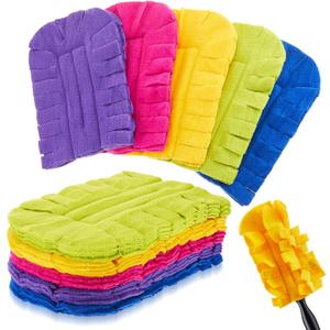Zubebe 12 Pcs Duster Refill Reusable Fleece Duster Refills Feather Flat Dusters Multi Surface Washable Cleaning Pads Tools for Home, Blinds, Car, Pet, Furniture, Fans (Dark Color)