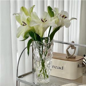 Modern Crystal Clear Glass Vase for Flower Heavy Duty Tall Home Centerpieces Decoration (Clear)