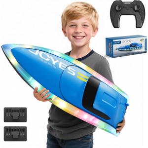 4DRC S7 RC Boat for Adults & Kids, High-Speed at 30KMH with 7 Mode LED Lights, Remote Control Boat for Pools and Lakes, 2 Rechargeable Batteries, Ideal Water Play Toy Gift for Boys & Girls