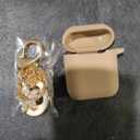 OLEBAND Case Fit for Airpod 1st/2nd Generation with Cute Bling Keychain,iPods Silione Cover Compatible for Apple Air pod/iPod 2 and 1 Gen Case,LED Visible,for Women and Girls,Milk 