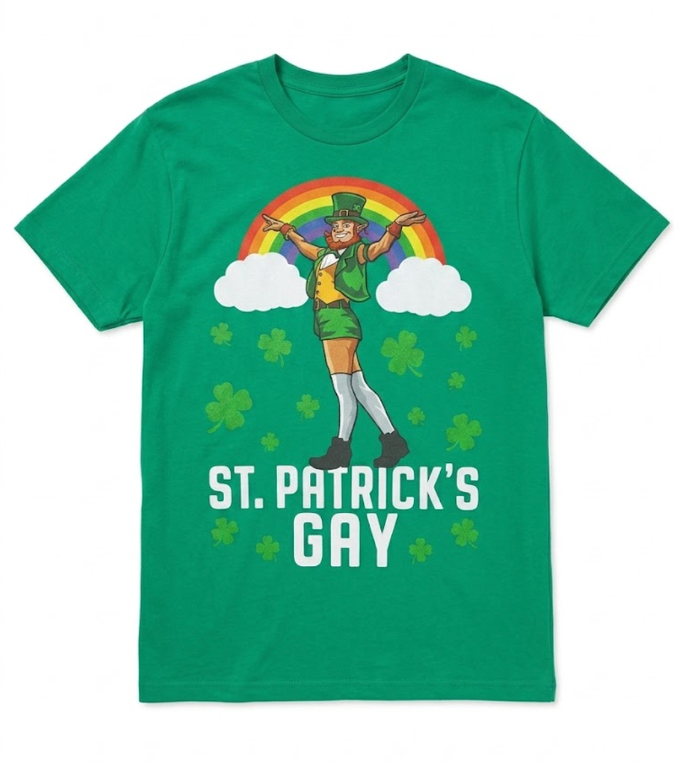 St. Patrick's Gay Leprechaun In Sexy Stockings and Shorts T-Shirt, Large
