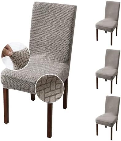 Genina Chair Covers for Dining Room Set of 4 Dining Chair Cover Stretch Kitchen Parsons Chair Covers, Taupe