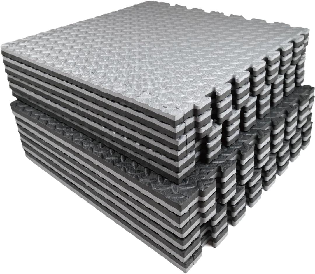 AIRHOP Upgraded 0.79" Extra Thick 48 Sq Ft High-Density Eva Foam Exercise Gym Mats, 12 Pcs Large Interlocking Puzzle Floor Tiles (24"x24") for Home Gym